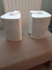 White ADASTRA wall Speakers, Pair, Swivel Wall  Brackets.