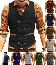 Mens Vests Double-breasted
