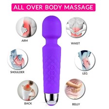 20-Speed Cordless Handheld Massager 8-Mode USB Rechargeable Flex Head for Muscle