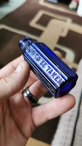 Nice small blue glass poison - glass,