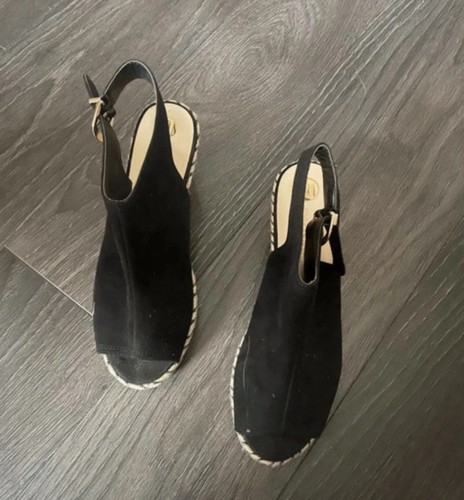 Black suede wedge heels - suede,