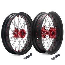 17" Supermoto Wheels Red Hubs