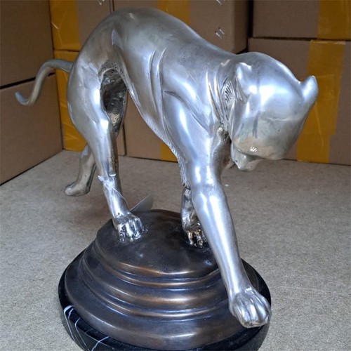 Bronze leopard statue cougar - leopard,