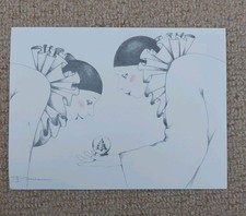 Vintage Pierrot Christmas Card Joyce Panos Art Print Retro Clown 80s