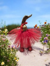 ChiselCraft Hand Carved Wooden Bamboo Root Duck Ballerina Ballet Red carving