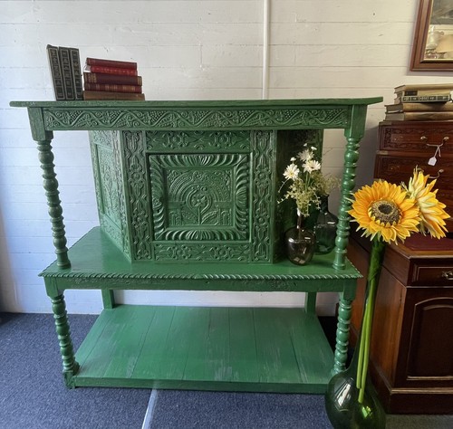 Fabulous green painted carved - fabulous,