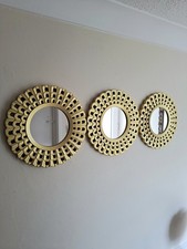 *NO BOX* Set of Three Hanging Decorative Mirrors Boho ShabbyChic Wall Art Home