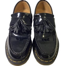 DR MARTENS Adrian Black Patent Leather Tassel Loafers UK5 Women's TH