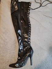 Pvc Used Thigh Lace Up Boots 7