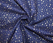 Navy Metallic Gold Star Print
