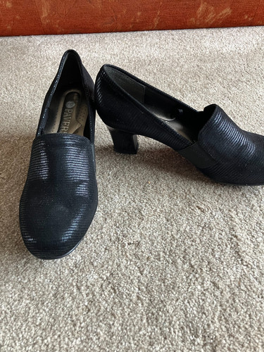 Ladies black slip heeled - ladies,