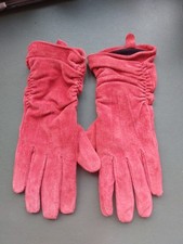 Real Suede Red Gloves Size S/M Ladies Leather Gloves Lined