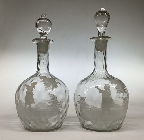 Pair mary gregory - gregory, decanters