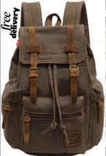 Vintage Unisex Casual (Leather) Backpack Canvas Rucksack-Bookbag Satchel Hiking