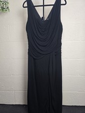 Coast Black Ruched Maxi Dress UK 18 Cowl Neck Evening Occasion Long Dress #132