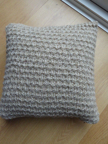 Cream biege knitted cushion - cream,