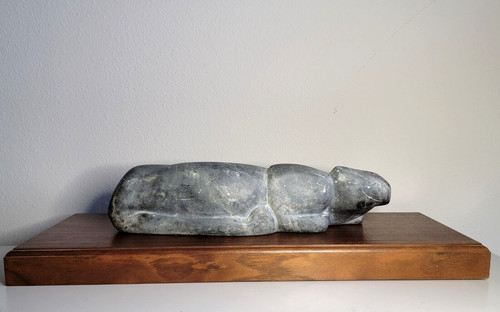 Large hand carved inuit - inuit, gray
