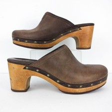 Ugg Abbie Brown Leather Clogs