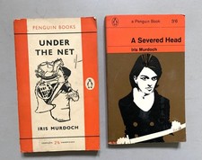2 x Iris Murdoch 60's Vintage Penguin Paperback Books Severed Head Under the Net
