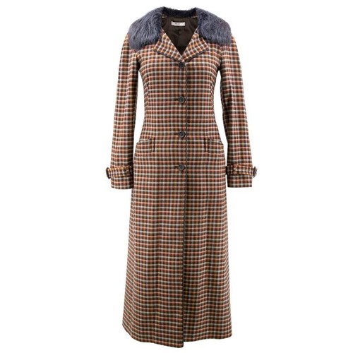 Prada wool check midi coat - prada,