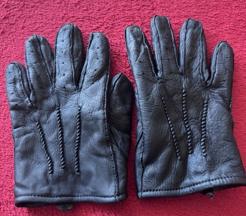 Mens black leather gloves - black,