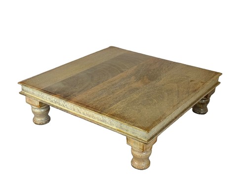 Square wooden plant stand - wooden,