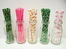 CHILDRENS PARTY STRAWS (Paper) - EMOJI/ FOOTBALL/ JUNGLE/ PRINCESS/ UNICORN - UK