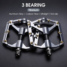WEST BIKING Carbon Fiber Axle 3 Sealed Bearings MTB Bike Pedals 9/16" Titanium