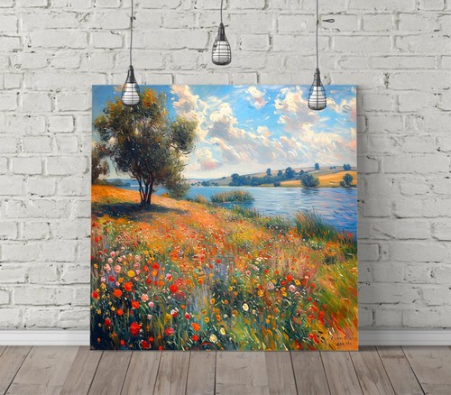 Field flowers lake - of, by