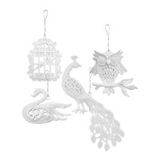 White Glitter Birds Peacocks