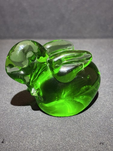 Vintage green glass rabbit - vintage,