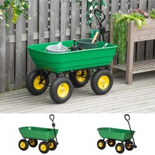 New Garden Heavy Duty Utility 4 Wheel Trolley Cart Dump Wheelbarrow Tipper Truck