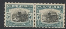 South Africa Stamps 1933 5/- black & blue green pair MNH SG64b CV £45