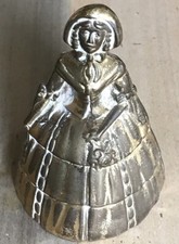 VINTAGE BRASS CRINOLINE LADY BELL & BONNET Working Condition