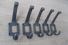 5 X CAST IRON OLD TRADITIONAL VICTORIAN SCHOOL LABEL FRAME CLOAKROOM COAT HOOKS 