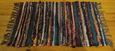 Vintage Rag Rug Carpet Runner Yoga - Tasselled - 85cm x 50cm