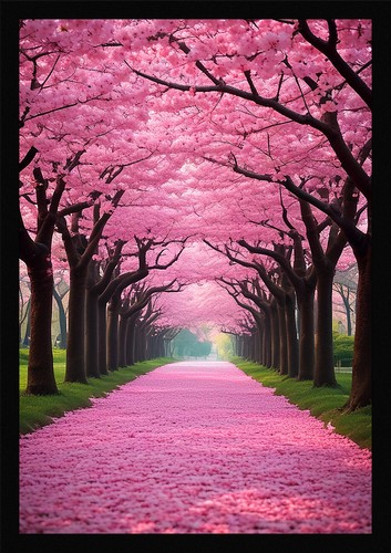 Soft cherry blossom framed - blossom,