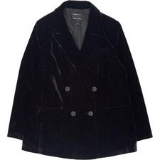 River Island Black Velvet Double-Breasted Blazer