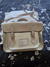 Gold Leather Satchel with Long