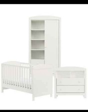 Mothercare 3-piece Nursery Furniture - White, Wardrobe, changing table,cod bed