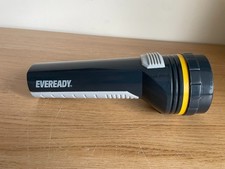 Vintage Ever Ready (Eveready) Torch - Black Grey & Yellow - 19.5 cm - Working