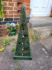 Pyramid . Wood. Trinket Chest of Draws,X4 Draws.Lth30 in