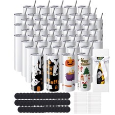 50Pack Straight Sublimation Tumblers Bulk Blank 20oz Stainless Steel White