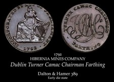 1792 Dublin Turner Camac Conder Farthing D&H 389, EDS, wow!