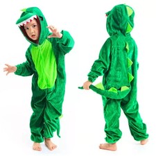 UK Kids Child Animal Dinosaur Kugurumi Costume Fancy Dress Boys Girls Green