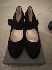 John Lewis Mary Jane style shoes, black suede, style name 'Ali' heel 7.5cm
