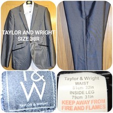 Mens Suit 38R Dark Grey Taylor