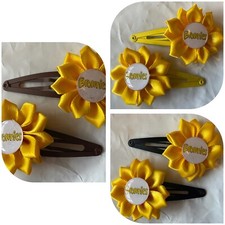 2 X Flower Brownies (Girl Guiding Uniform) Choose Colour Snap Back Hair Clips