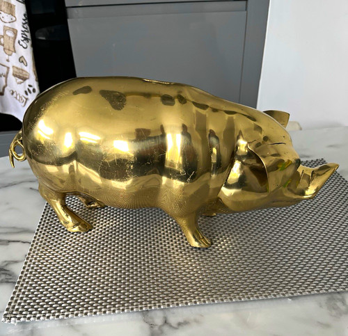 Large brass pig - large,