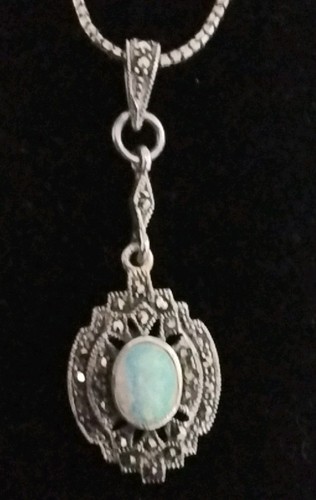 Silver marcasite pendant - silver, with